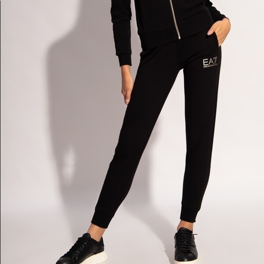 EA7 Emporio Armani New Without Tags Printed Track Pants Women's Black Size 14A